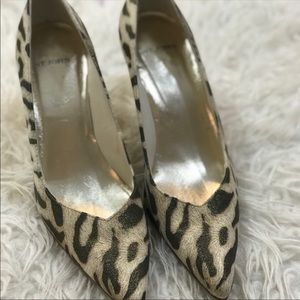 St. John animal print gold heels